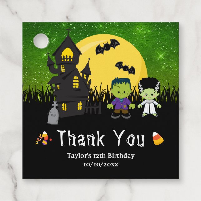 Halloween Party Monsters Green Geschenkanhänger (Vorderseite)