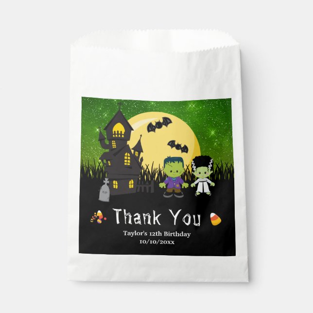 Halloween Party Monsters Green Geschenktütchen (Vorderseite)