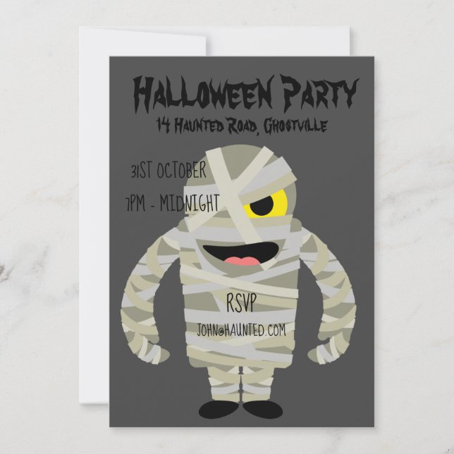 Halloween-Party-Mumie-Monster Einladung (Vorderseite)