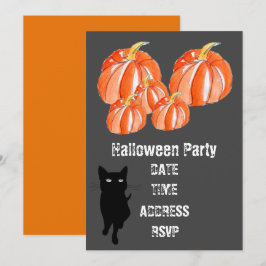 Halloween-Party niedliche Kürbis mit schwarzer Kat Einladung