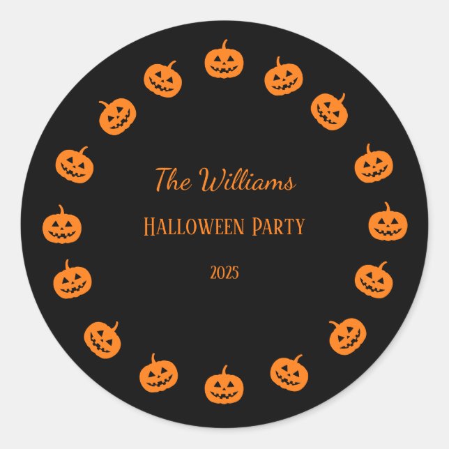 Halloween-Party Orange Pumpkins Runder Aufkleber (Vorderseite)