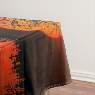 Halloween-Party Orange und Black Spooky Tischdecke