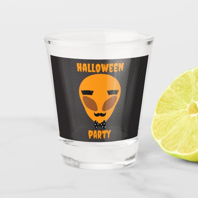 Halloween Party - Orangene Alien Schnapsglas (Vorderseite)