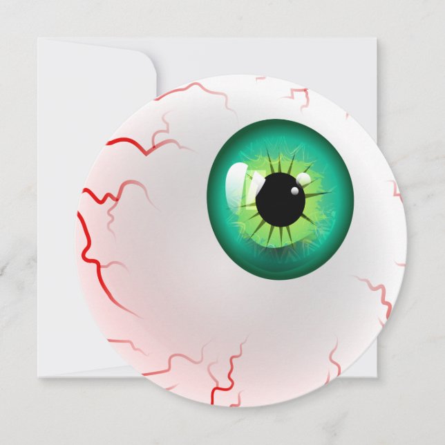 Halloween-Party! Personalisiert Spooky Green Eyeba Einladung (Vorderseite)