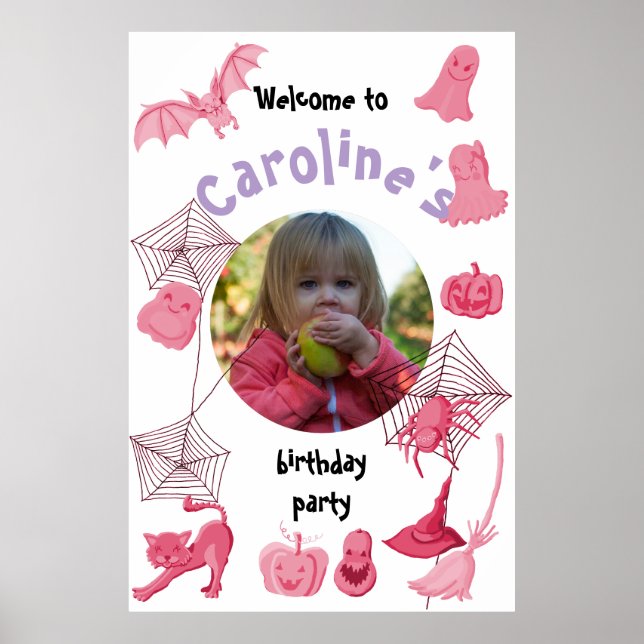 Halloween Party Pink Begrüßungposter Poster (Vorne)