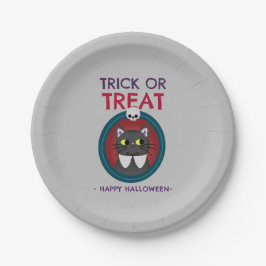 Halloween-Party-Platte, Portrait der schwarzen Kat Pappteller