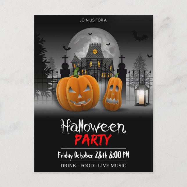 Halloween-Party Postkarte Einladung (Vorderseite)