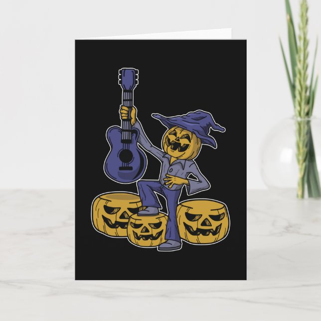 Halloween-Party Pumpkin Gitarre Beängstigendes Ges Karte (Vorderseite)