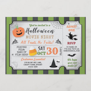 Halloween-Party Pumpkin Horror Movie Night Hexe Einladung