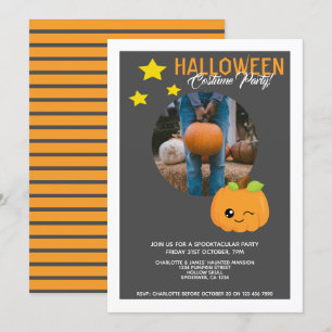 Halloween-Party Pumpkin und Sterne Personalisiert Einladung