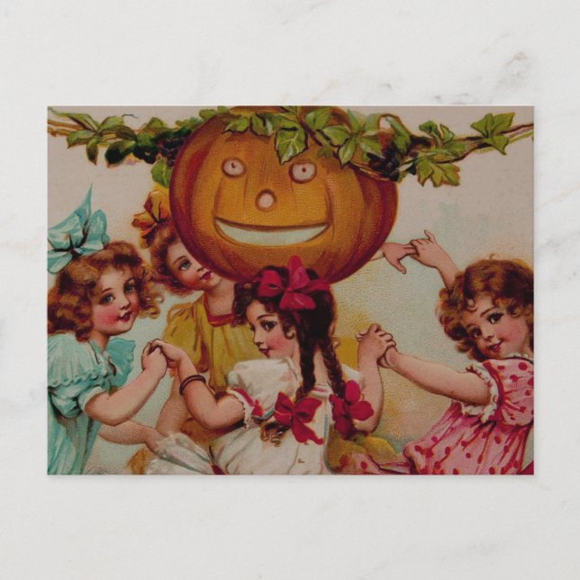 Halloween-Party Pumpkin Vintag Postkarte (Vorderseite)
