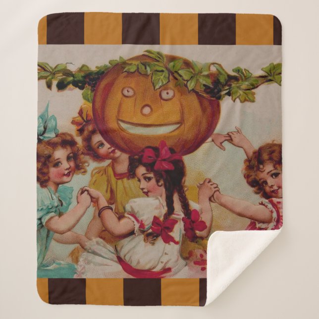 Halloween-Party Pumpkin Vintag Sherpadecke (Vorderseite)
