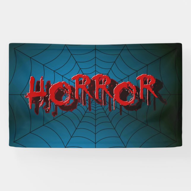Halloween-Party Red Horror Spider Web Blue Beängst Banner (Horizontal)