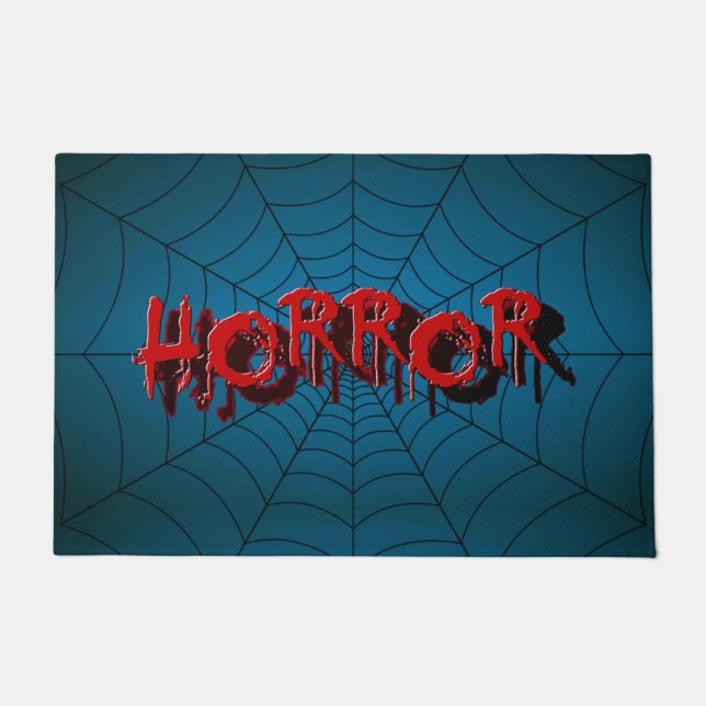 Halloween-Party Red Horror Spider Web Blue Beängst Fußmatte (Vorderseite)