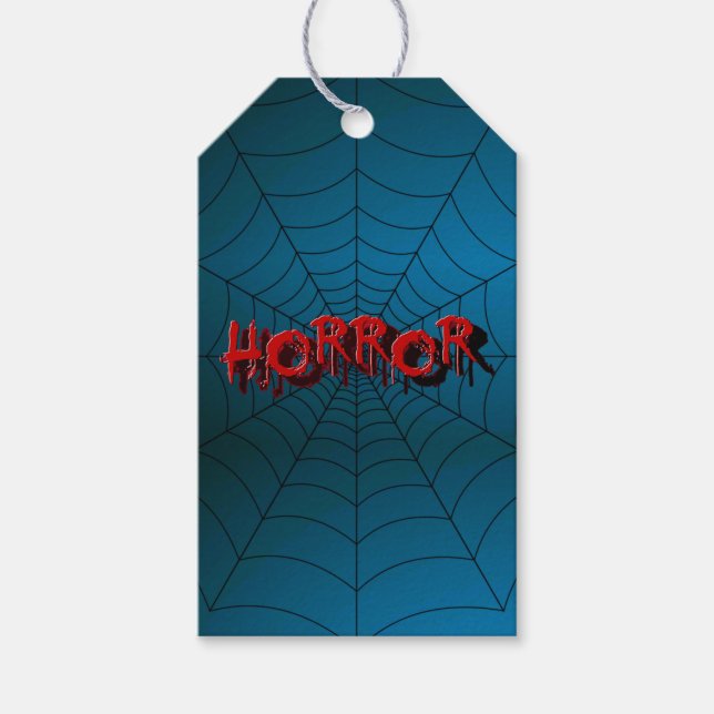 Halloween-Party Red Horror Spider Web Blue Beängst Geschenkanhänger (Vorderseite)