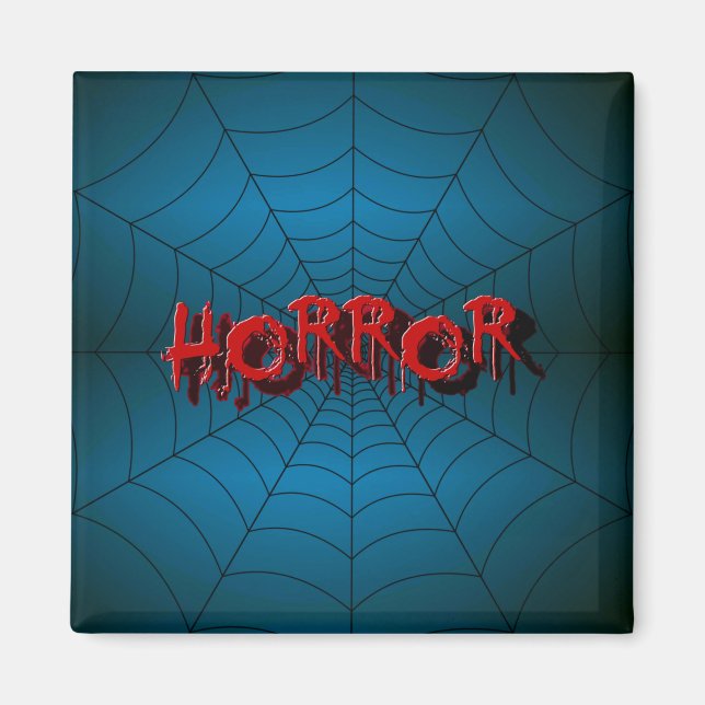 Halloween-Party Red Horror Spider Web Blue Beängst Magnet (Vorne)