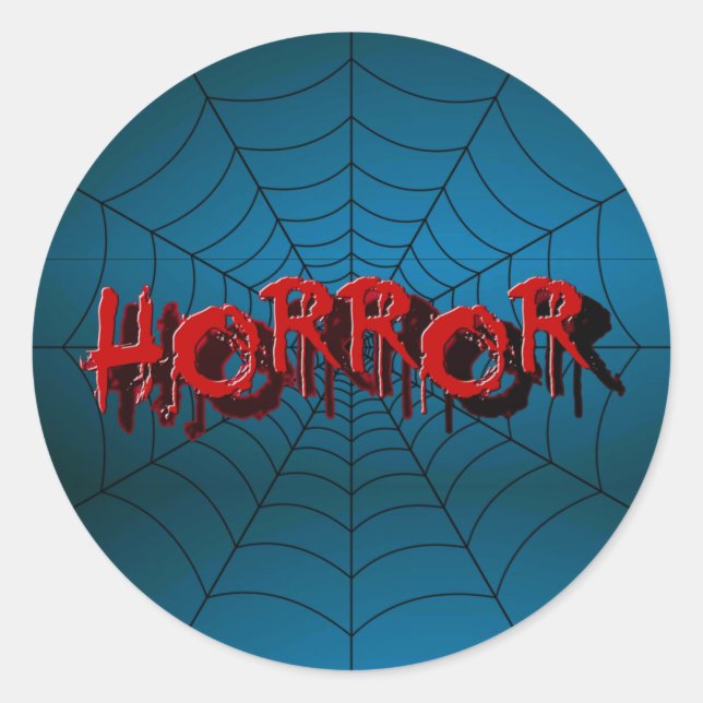 Halloween-Party Red Horror Spider Web Blue Beängst Runder Aufkleber (Vorderseite)
