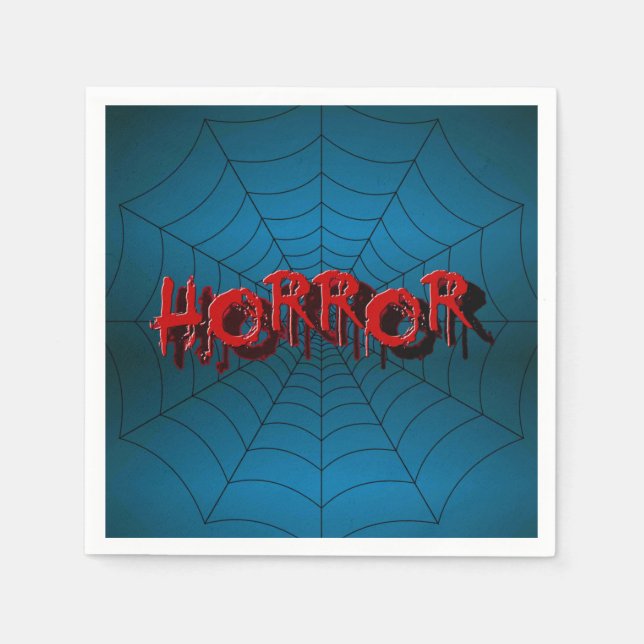 Halloween-Party Red Horror Spider Web Blue Beängst Serviette (Vorderseite)