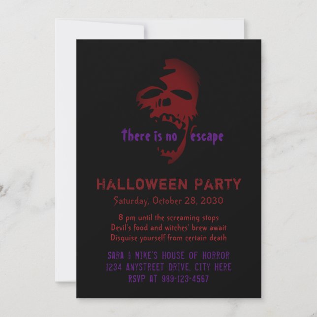 Halloween-Party Red Skull Head Creepy Einladung (Vorderseite)