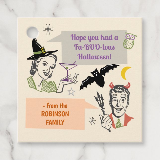 Halloween-Party Retro Spaß Faboolous Personalisier Geschenkanhänger (Vorderseite)