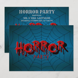 Halloween-Party Rotes Horror Spinnennetz Blau Grus Einladung