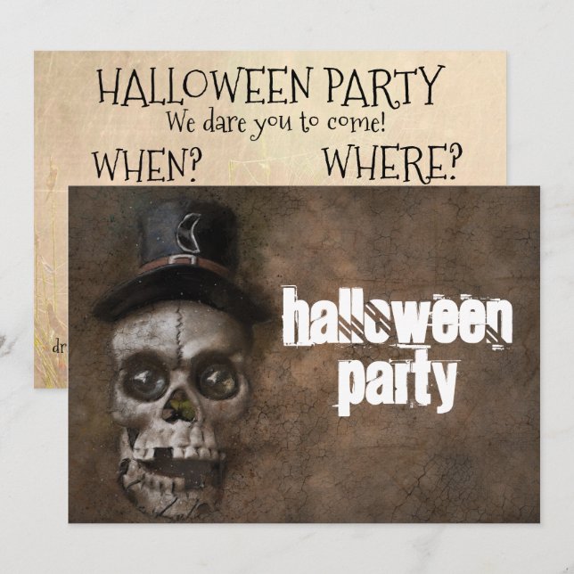Halloween-Party Schädel Einladung Personalisiert (Vorne/Hinten)