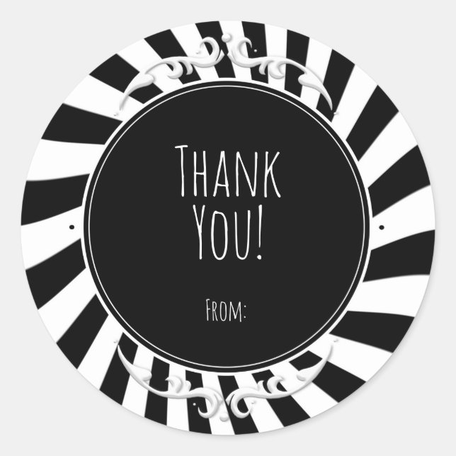 Halloween-Party "Schwarz-weiß Fun Whimsical Stripe Runder Aufkleber (Vorderseite)