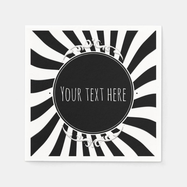 Halloween-Party "Schwarz-weiß Fun Whimsical Stripe Serviette (Vorderseite)