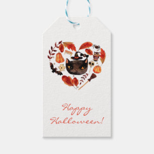 Halloween-Party-Schwarze Katze Aquarell Whimsical Geschenkanhänger