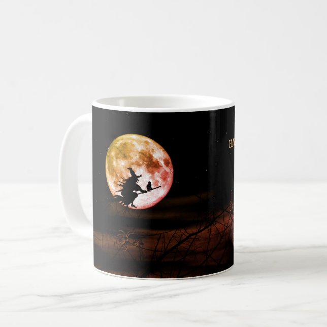 Halloween-Party Schwarze Nacht Vollmond Beängstige Kaffeetasse (Vorderseite Links)