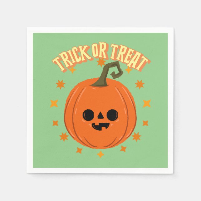 Halloween-Party Servietten Kürbistrick oder Treten (Vorderseite)