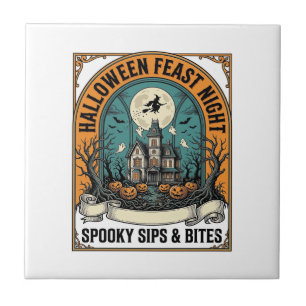 Halloween-Party-Shirt Grusel-Fest Geisterhaus_1 Fliese