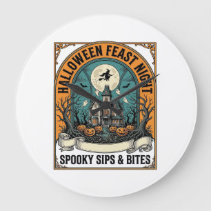 Halloween-Party-Shirt Grusel-Fest Geisterhaus_1 Große Wanduhr
