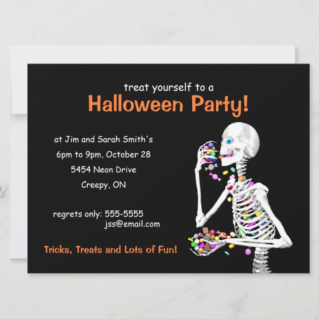 Halloween-Party Skeleton Einladung (Vorderseite)