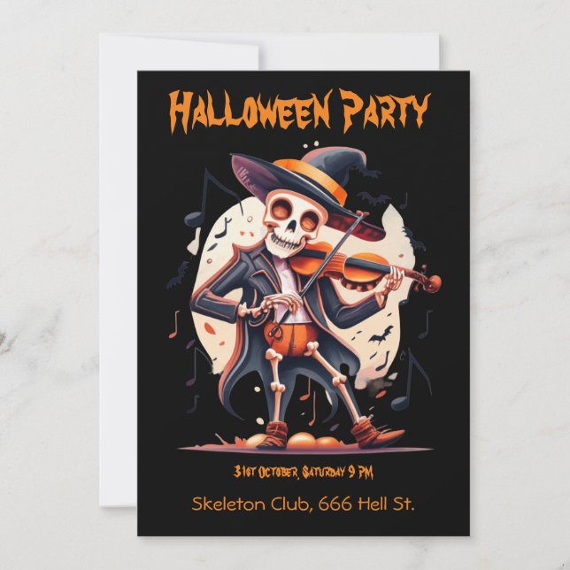 Halloween-Party, Skelett Einladung (Vorderseite)