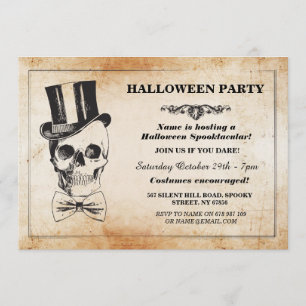 Halloween-Party Skull Top Hat Bow Krawatte Spook E Einladung