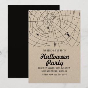 Halloween-Party-Spinne-Web-Doodle-Kraft Einladung