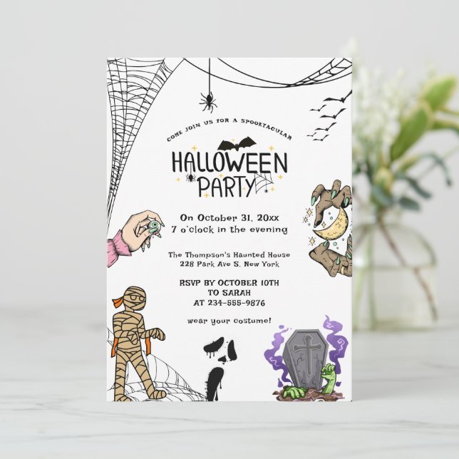 Halloween-Party | Spooker Horror Kostümnacht Einladung (Stehend Vorderseite)