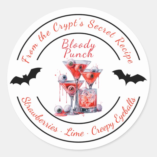 Halloween-Party | Spuk Blutcocktail | unheimlich Runder Aufkleber (Vorderseite)
