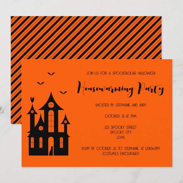 Halloween Party Spuk House Black I Einladung (Vorne/Hinten)