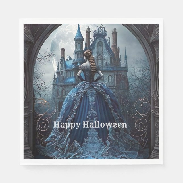 Halloween-Party Spuk House Blue Night Beängstigend Serviette (Vorderseite)