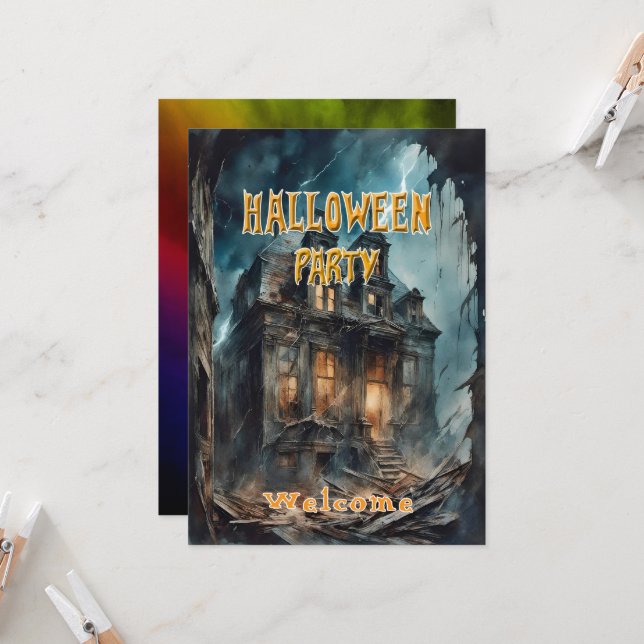 Halloween-Party Spuk House Einladung (Vorderseite/Rückseite Beispiel)