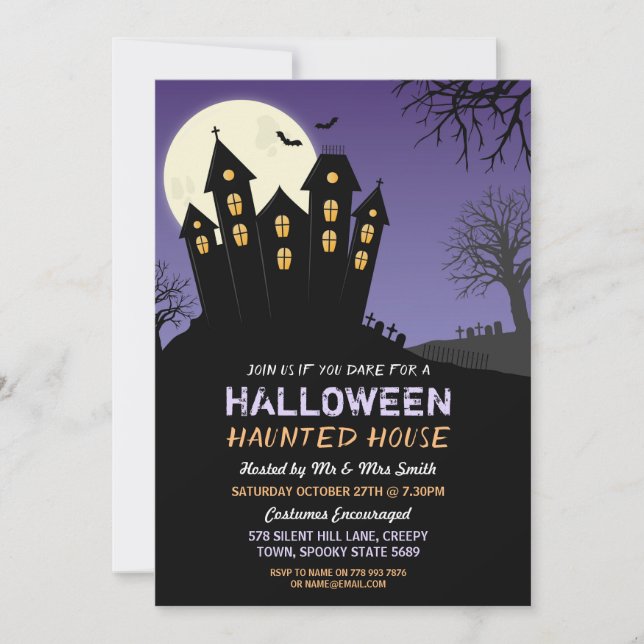 Halloween-Party Spuk House Horror Moon Einladung (Vorderseite)