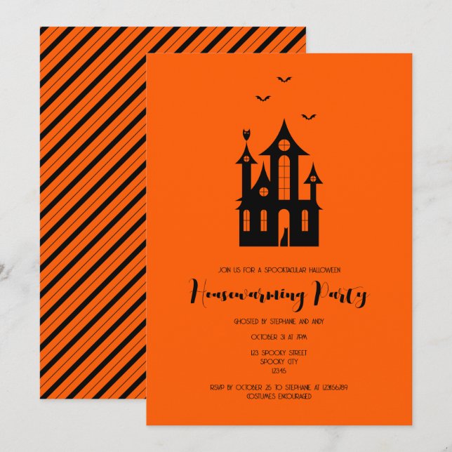 Halloween Party Spuk House Modernes Einladung (Vorne/Hinten)