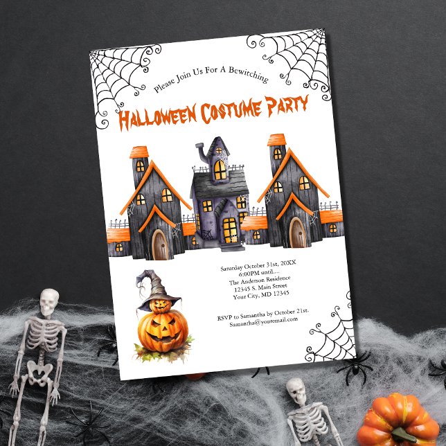 Halloween-Party Spuk House Pumpkins Einladung (Halloween Costume Party invitation)