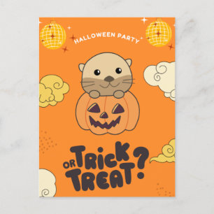 Halloween-Party Streich oder Saßer Otter Kürbis Fe Feiertagspostkarte