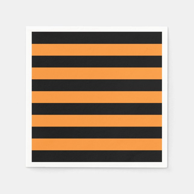 Halloween-Party. Streifen schwarz und orange Serviette (Vorderseite)