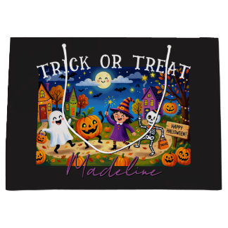 Halloween-Party - Süße Illustration & Silberne Kin Große Geschenktüte