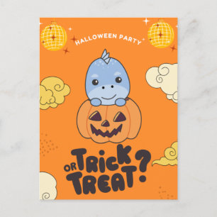 Halloween-Party-Süßigkeiten-Dino-Kürbis-Urlaub Feiertagspostkarte