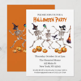 Halloween-Party tanzende Skelette Einladung